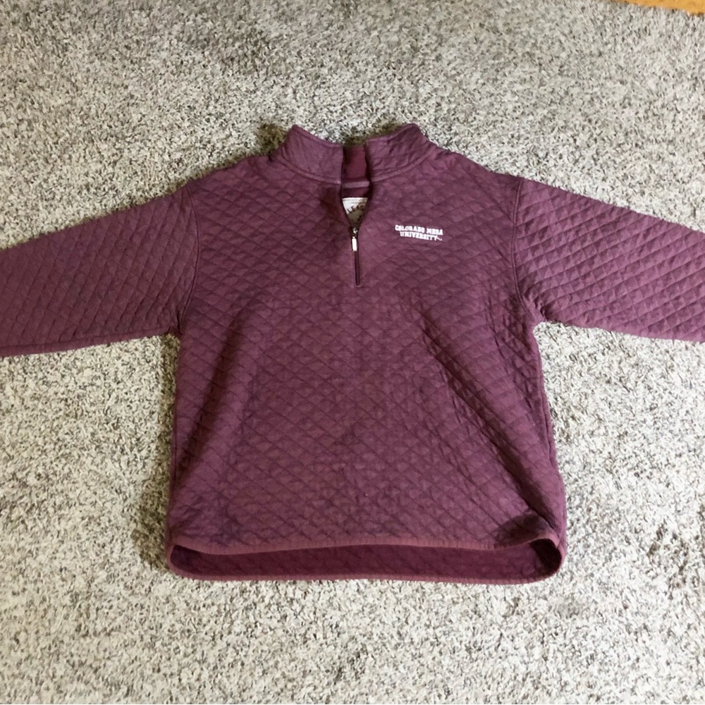 Quarter-Zip Quilted Pullover Sweater - Maroon